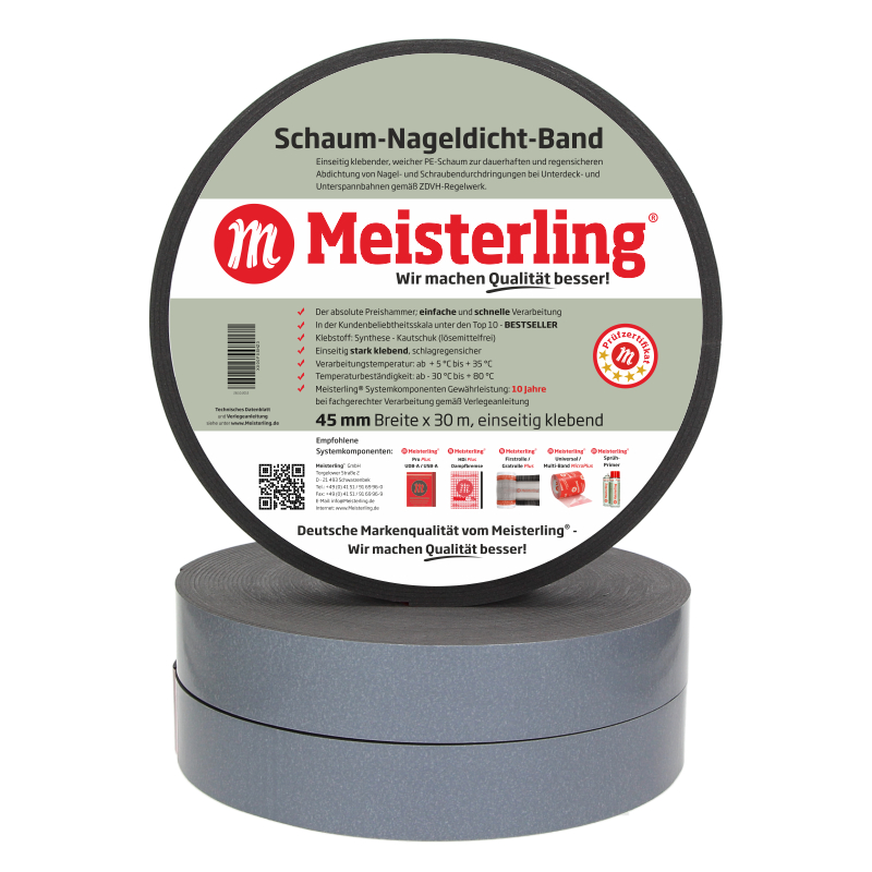 Meisterling® Schaum-Nageldicht-Band 45 mm Breite x 30 m Länge 1