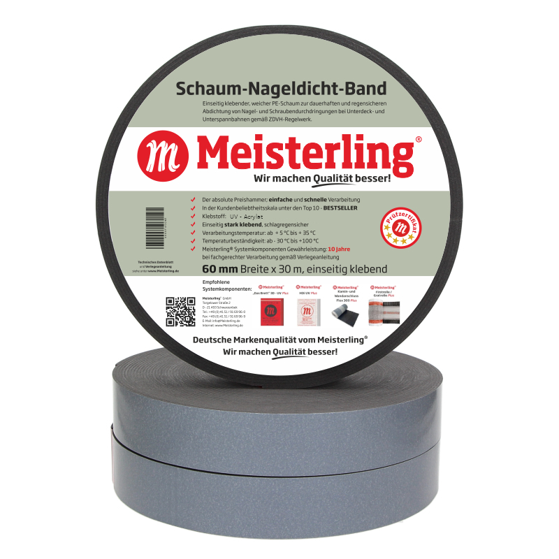 Meisterling® Schaum-Nageldicht-Band 60 mm Breite x 30 m Länge 3