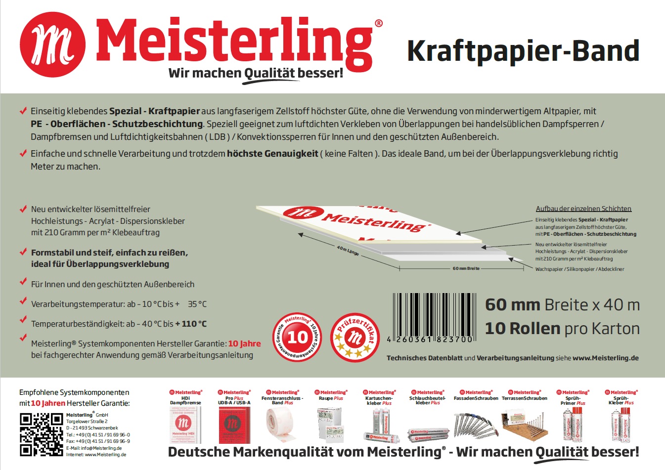 Meisterling® Kraftpapier - Band Technische Daten