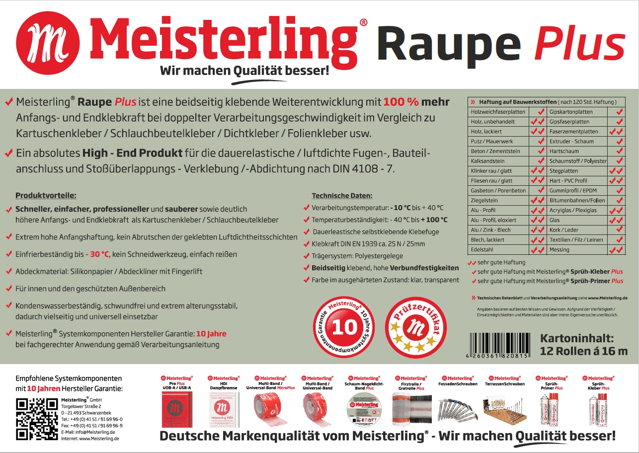 Meisterling® Raupe PLUS Technische Daten