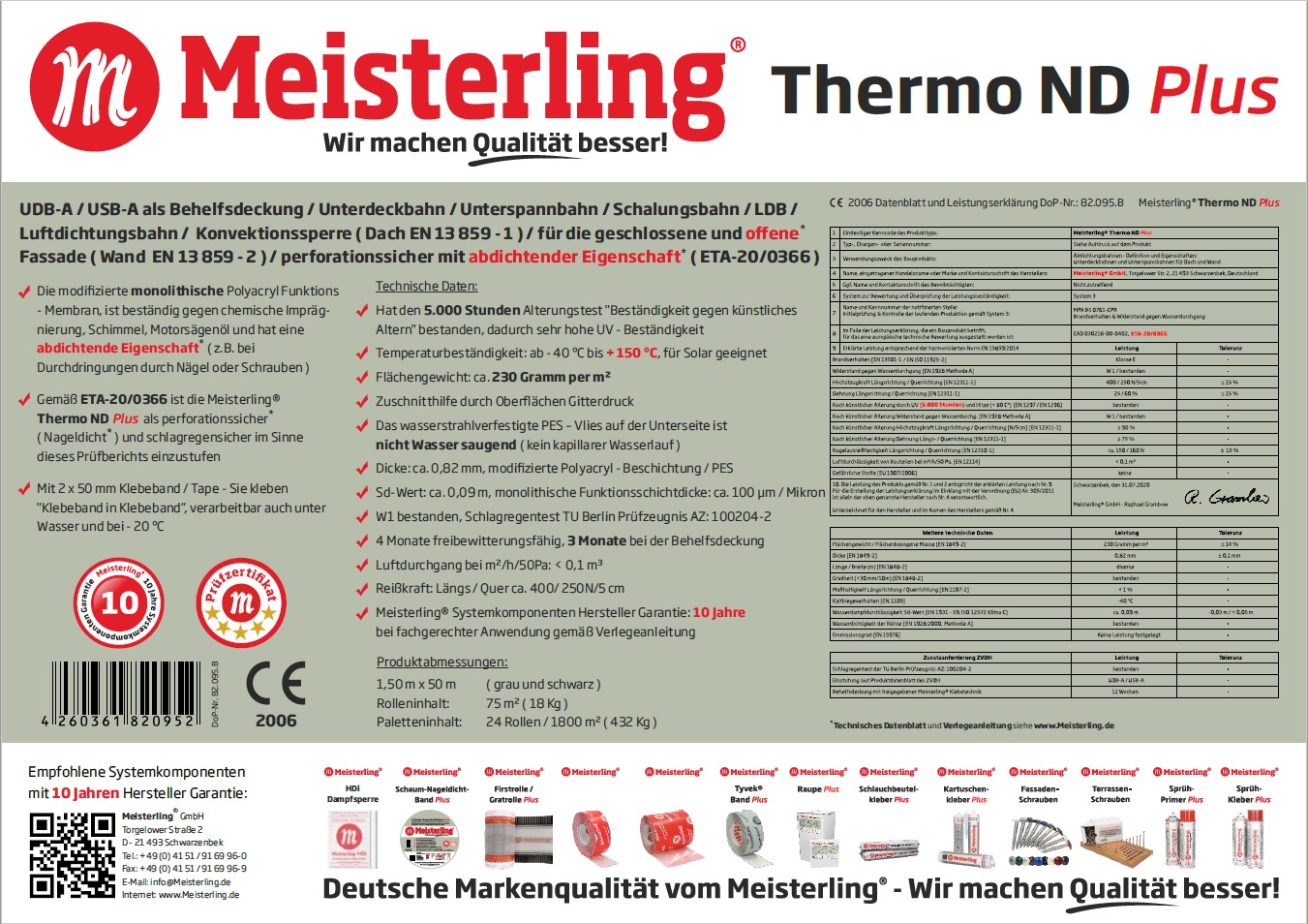 Meisterling Thermo ND PLUS Technische Daten