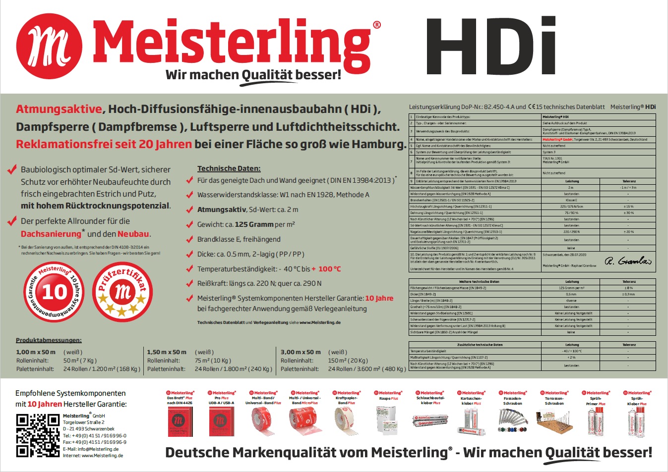 Meisterling® HDi Technische Daten ab Oktober 2020