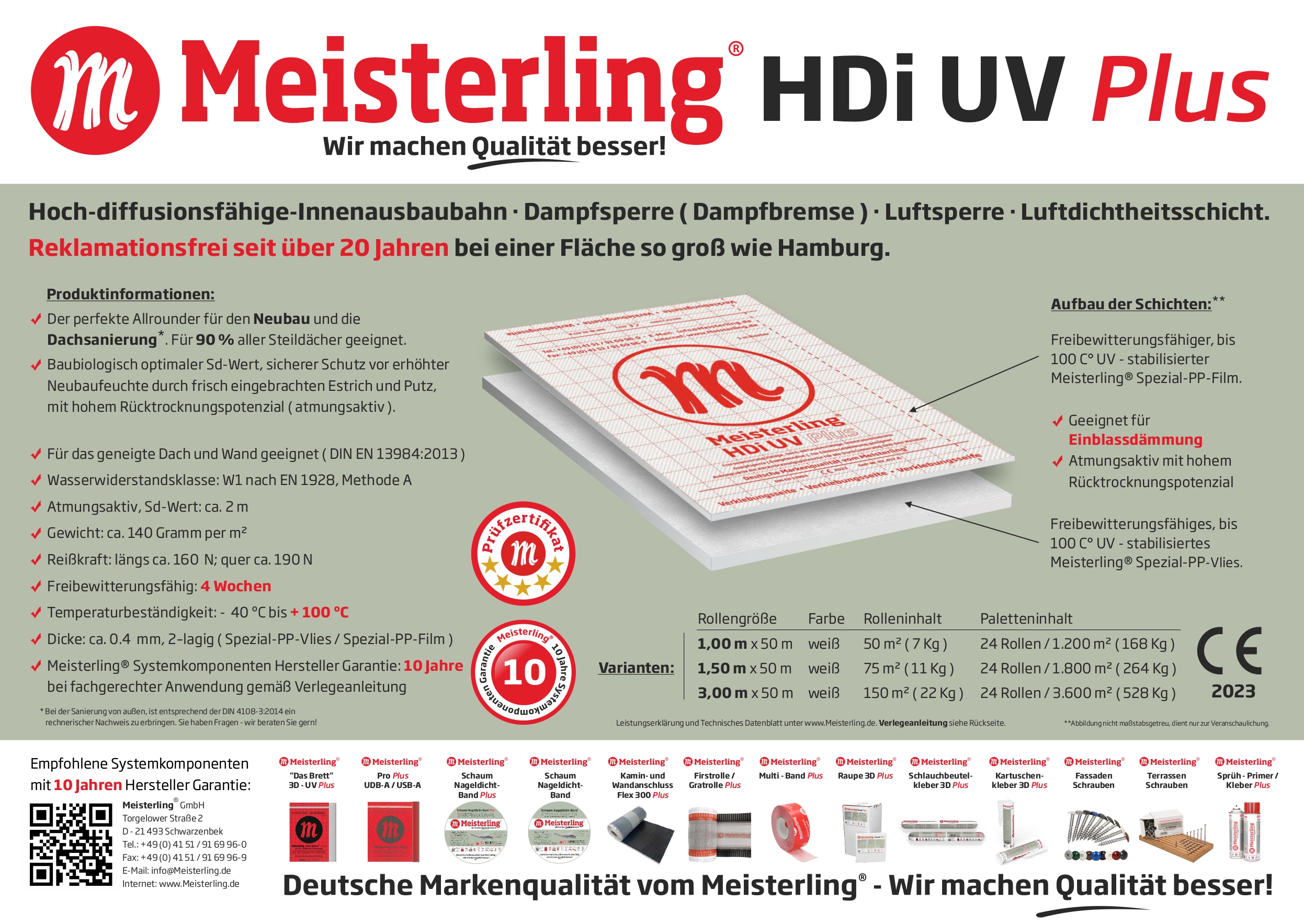 Meisterling® HDi UV PLUS Technische Daten