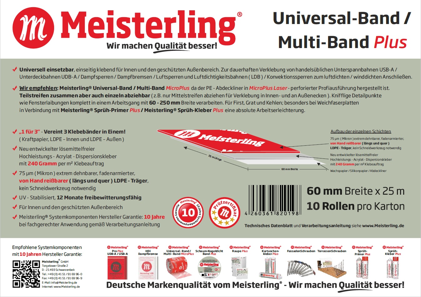 Meisterling® Multi - Band / Universal - Band PLUS Technische Daten