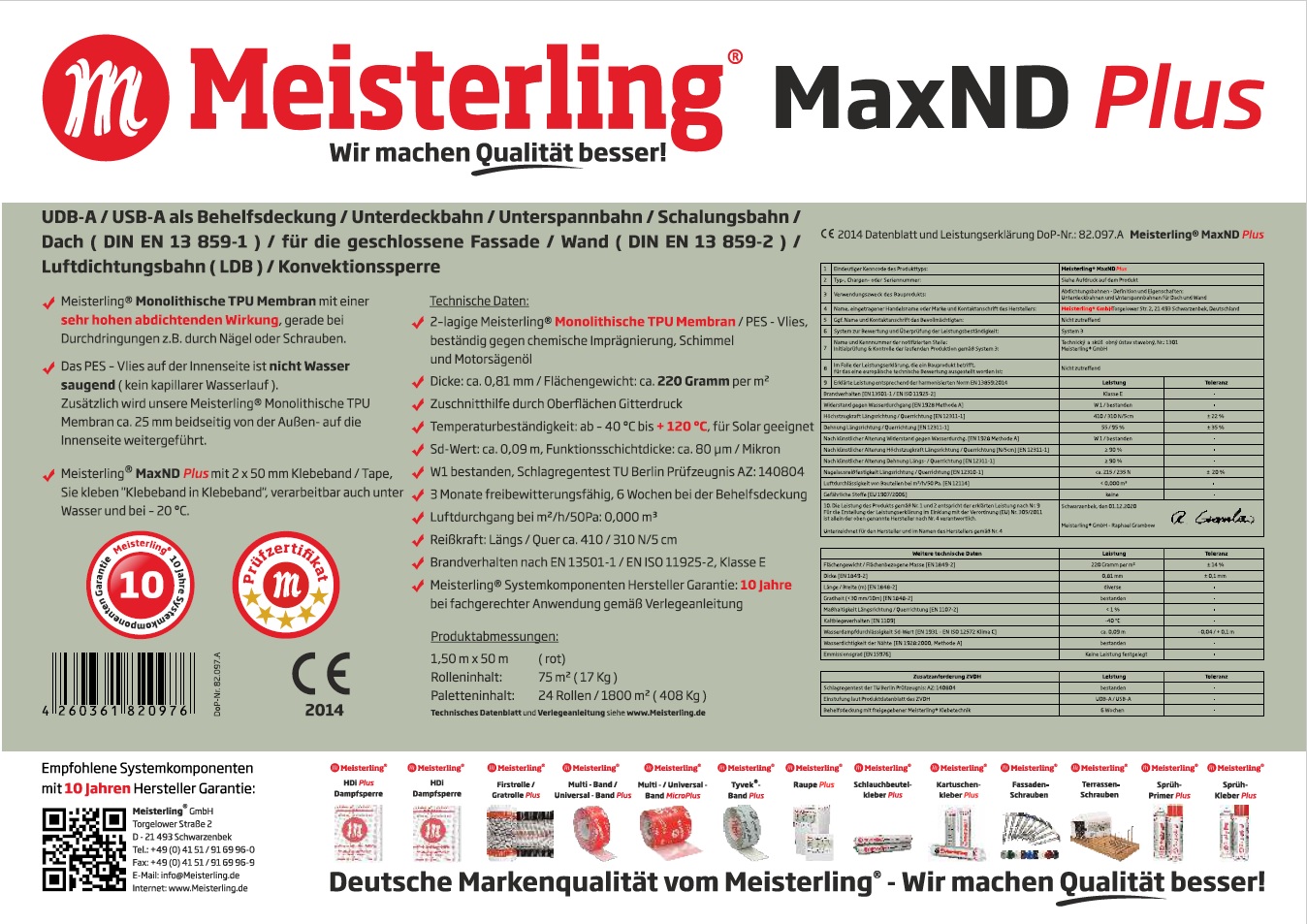 Meisterling® MaxND PLUS Technische Daten