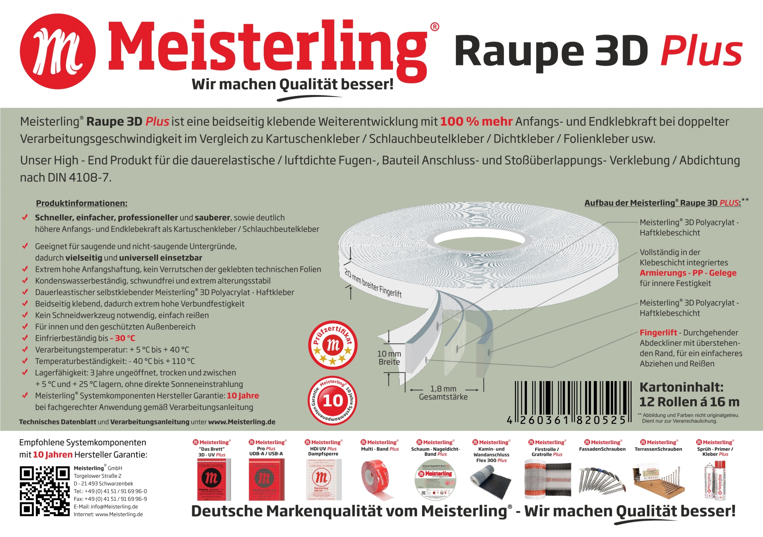 Meisterling® Raupe 3D PLUS Technische Daten