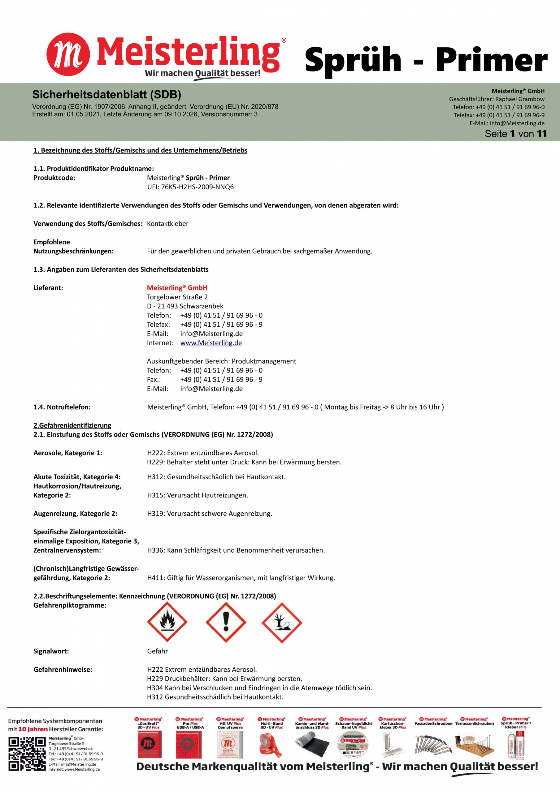 Meisterling Sprüh - Primer Sicherheitsdatenblatt